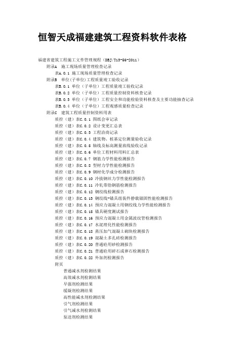 恒智天成福建建筑工程资料软件表格