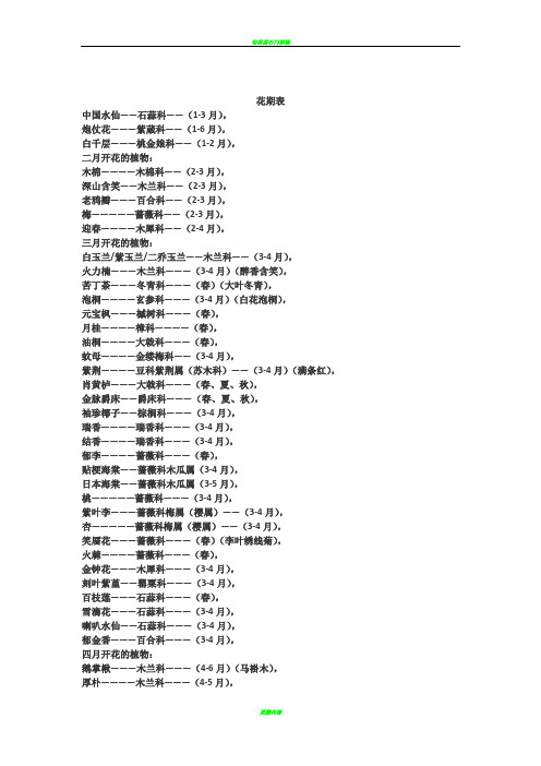 植物-花期表