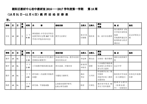 16-17第一学期初中第10周活动