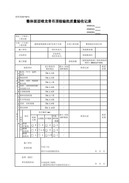 03050101_整体面层暗龙骨吊顶检验批质量验收记录