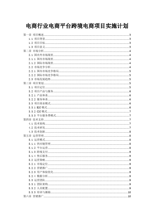 电商行业电商平台跨境电商项目实施计划