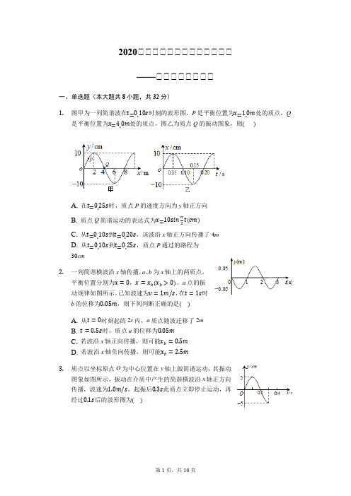 2020届高三物理二轮冲刺对点专练——机械振动与机械波