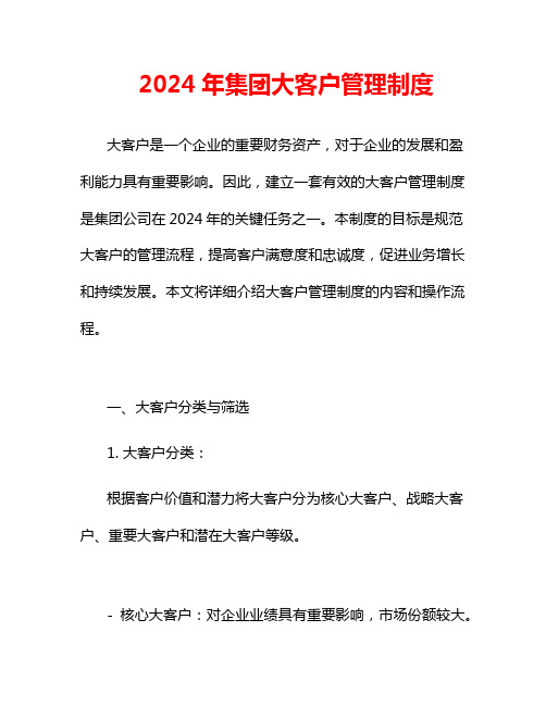 2024年集团大客户管理制度