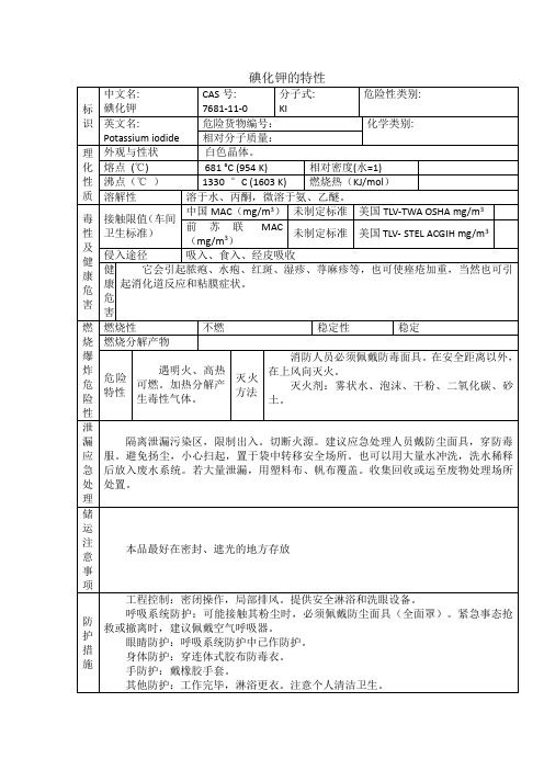 碘化钾-安全技术说明书