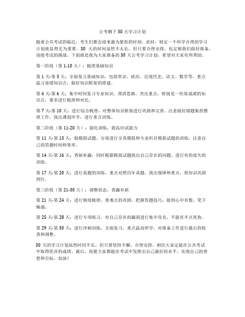 公考剩下30天学习计划