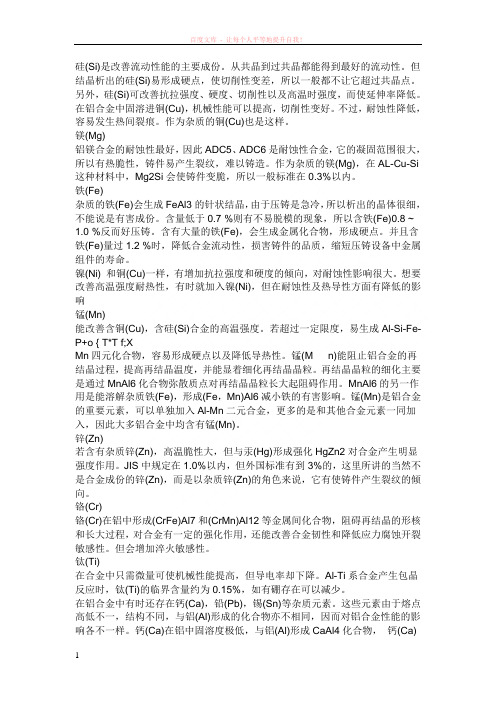 铝合金中各元素的影响