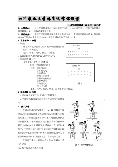 四川农业大学体育选修课教案