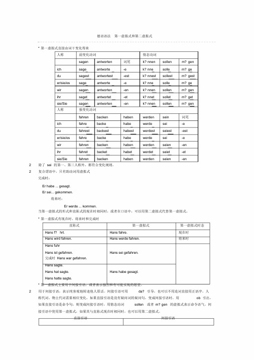 德语语法第一虚拟式和第二虚拟式