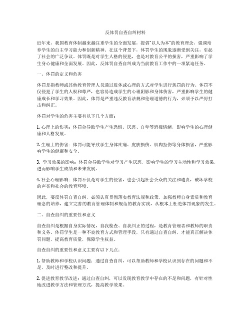 反体罚自查自纠材料