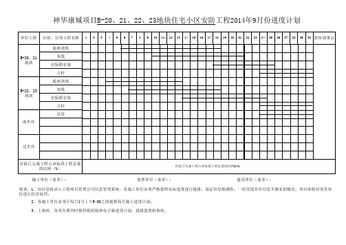 月进度计划表9月份 (1)