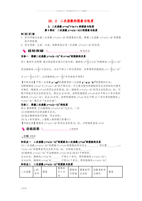 九年级数学下册 第26章 26.2.2.2 y=a(x-h)2的图象与性质同步练习 (新版)华东师大版