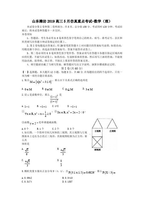 山东潍坊2019高三5月仿真重点考试-数学(理)