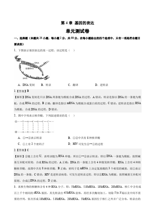 第4章基因的表达(测试卷)