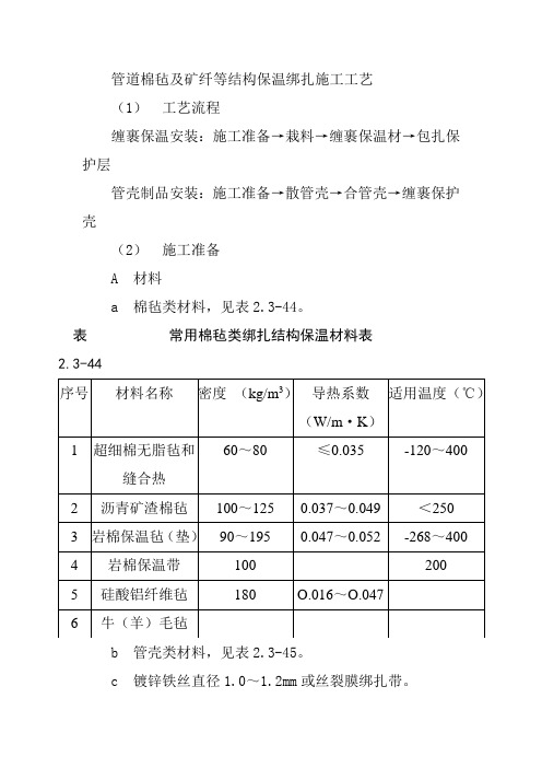 管道棉毡及矿纤等结构保温绑扎施工工艺