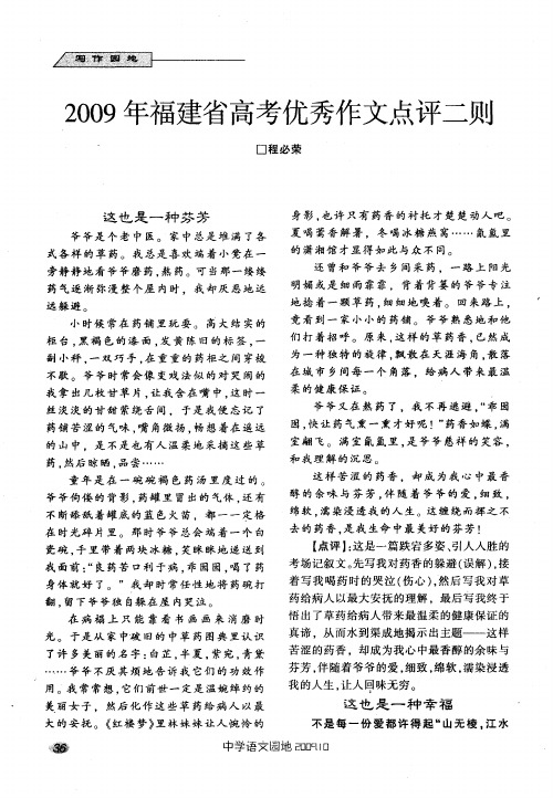 2009年福建省高考优秀作文点评二则