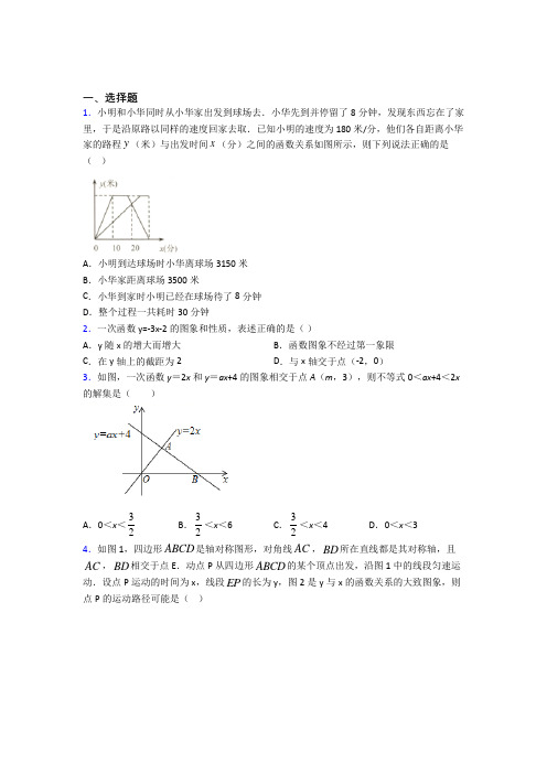 (人教版)天津八年级数学下册第十九章《一次函数》知识点