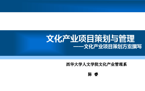 张立波版-文化产业项目策划与管理10-西华大学陈睿