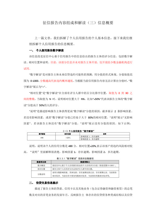 21 征信报告内容组成和解读(4)-信息概要