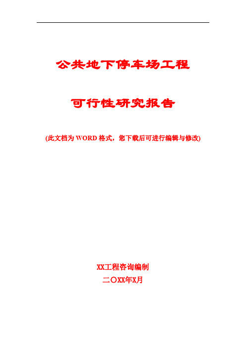 公共地下停车场工程可行性研究报告(完整版)