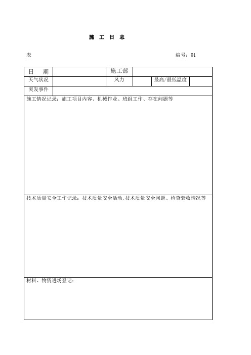 中建三局施工日志空白表格