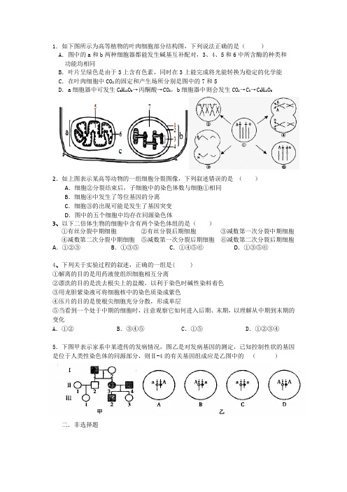 届第二次理综训练生物试卷