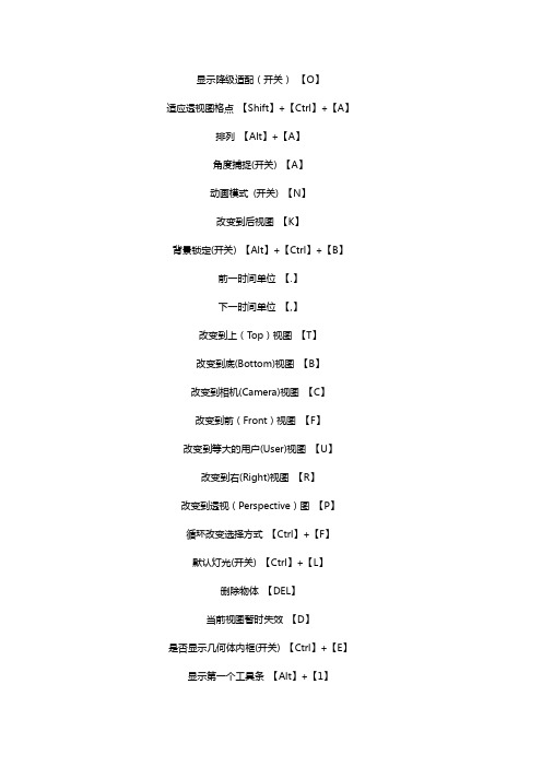 3D MAX默认快捷键大全