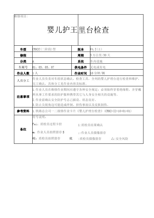 CRH动车组作业指导书-婴儿护理台检查