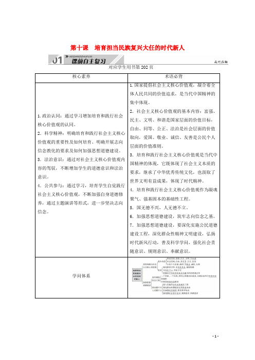 2024高考政治一轮总复习第四单元发展先进文化第十课培养担当民族复兴大任的时代新人教案新人教版必修3