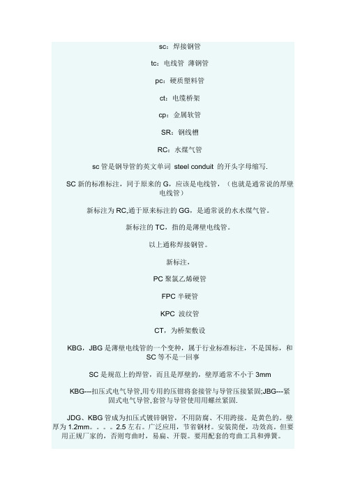 SC管MTTC管KBGJDG都是什么管