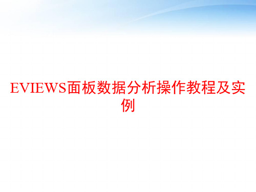 EVIEWS面板数据分析操作教程及实例 ppt课件