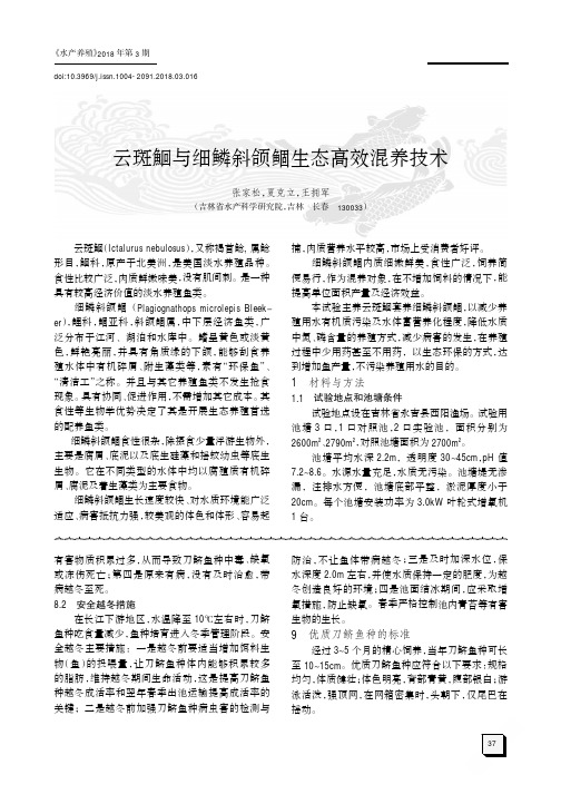 云斑鮰与细鳞斜颌鲴生态高效混养技术