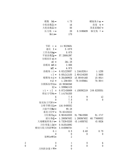 螺旋锥齿轮几何参数和加工调整卡计算