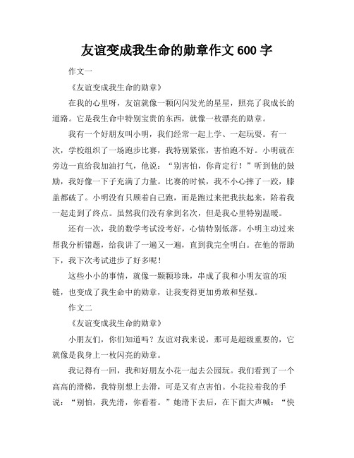 友谊变成我生命的勋章作文600字