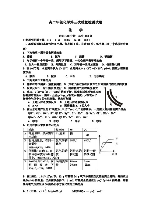 高二年级化学第三次质量检测试题.doc