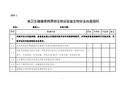 病原微生物实验室生物安全检查指标