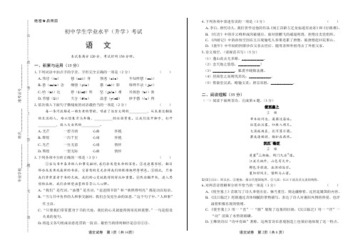 2020年中考语文适应性考试真题含答案03