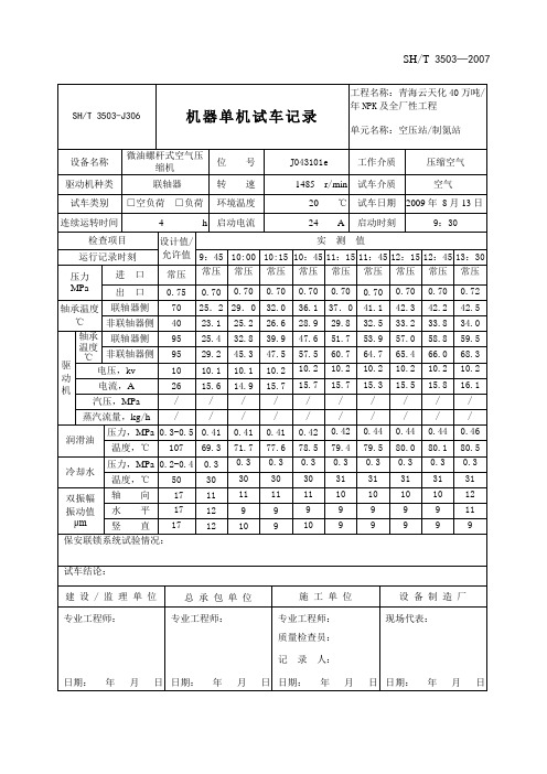 3503-J306机器单机试车记录e