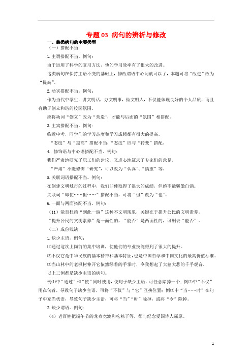 专题03：病句的辨析与修改-2022-2023学年八年级语文下学期期中期末考点大串讲(部编版)