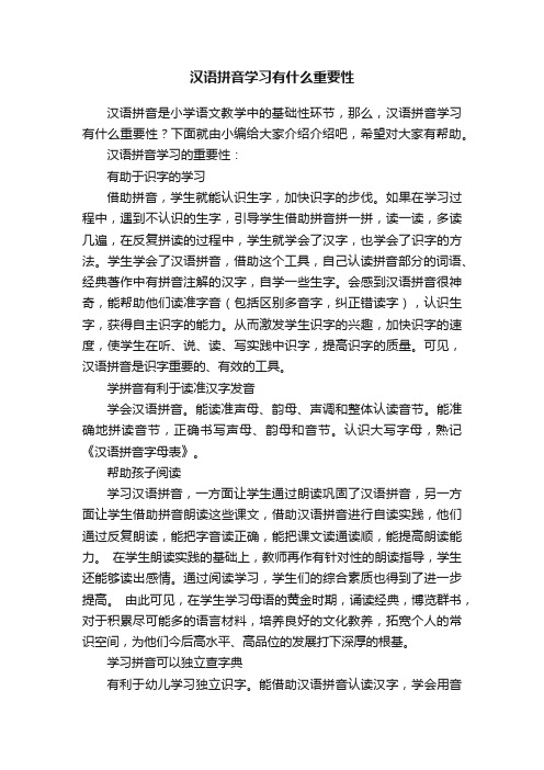 汉语拼音学习有什么重要性