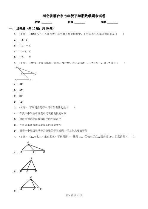 河北省邢台市七年级下学期数学期末试卷