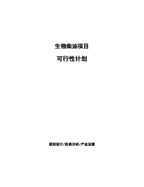 生物柴油项目可行性计划 (1)