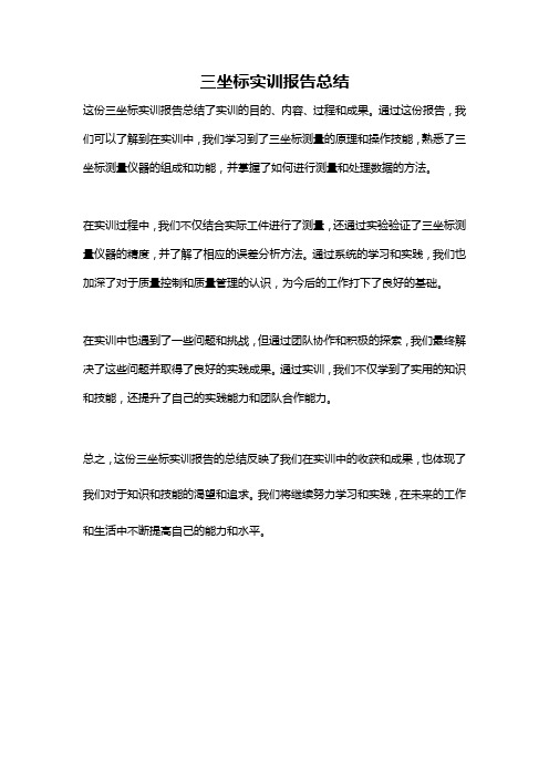 三坐标实训报告总结