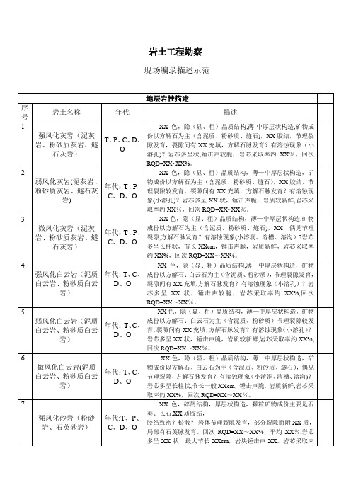 岩土工程勘察现场编录描述示范【范本模板】