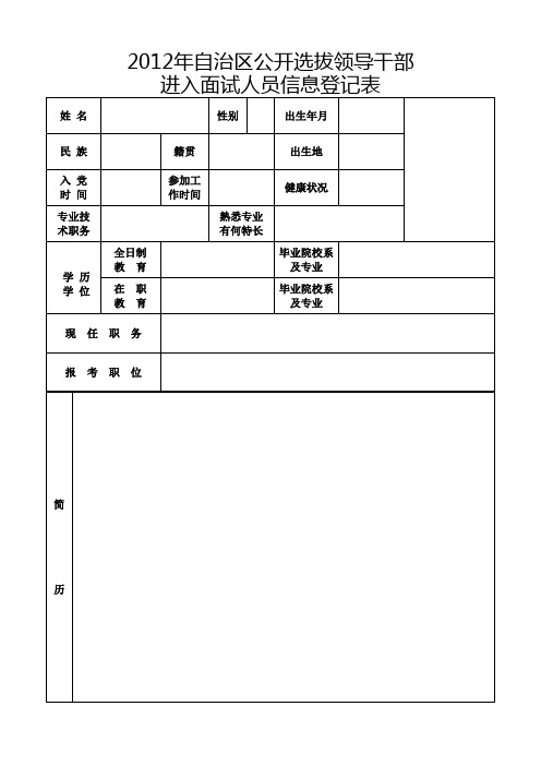 2012年自治区公开选拔领导干部