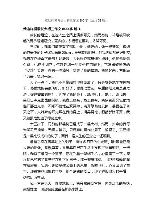 就这样慢慢长大初三作文800字（通用58篇）