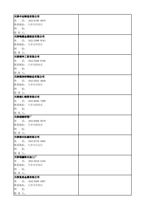 天津企业名录-冶金、冶炼、矿业