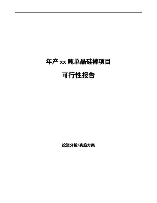 年产xx吨单晶硅棒项目可行性报告