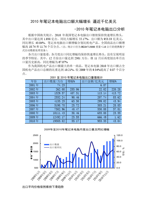 2010年笔记本出口分析