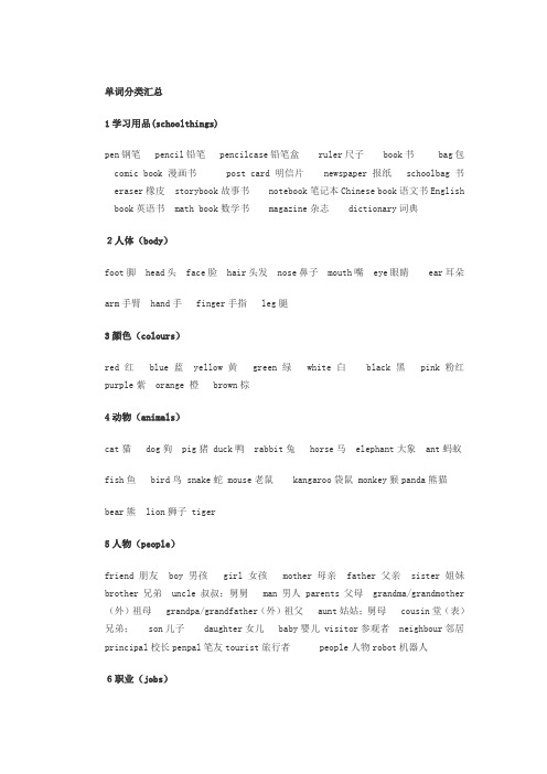 六年级下册单词分类汇总
