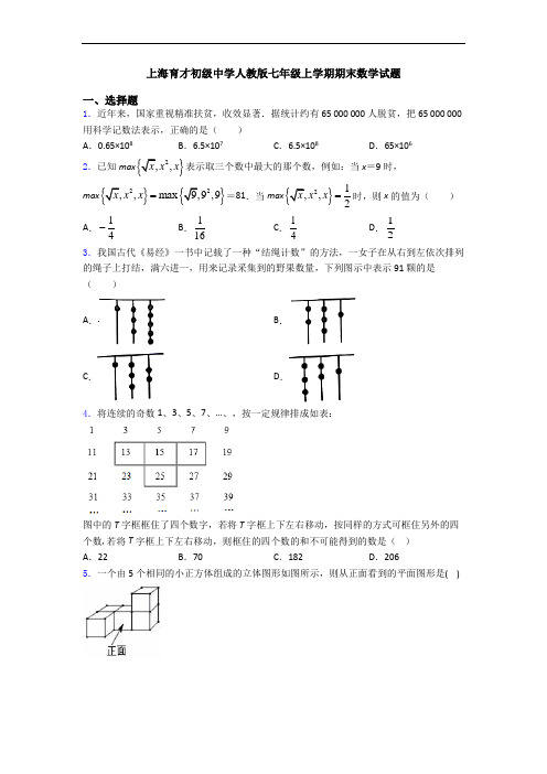 上海育才初级中学人教版七年级上学期期末数学试题